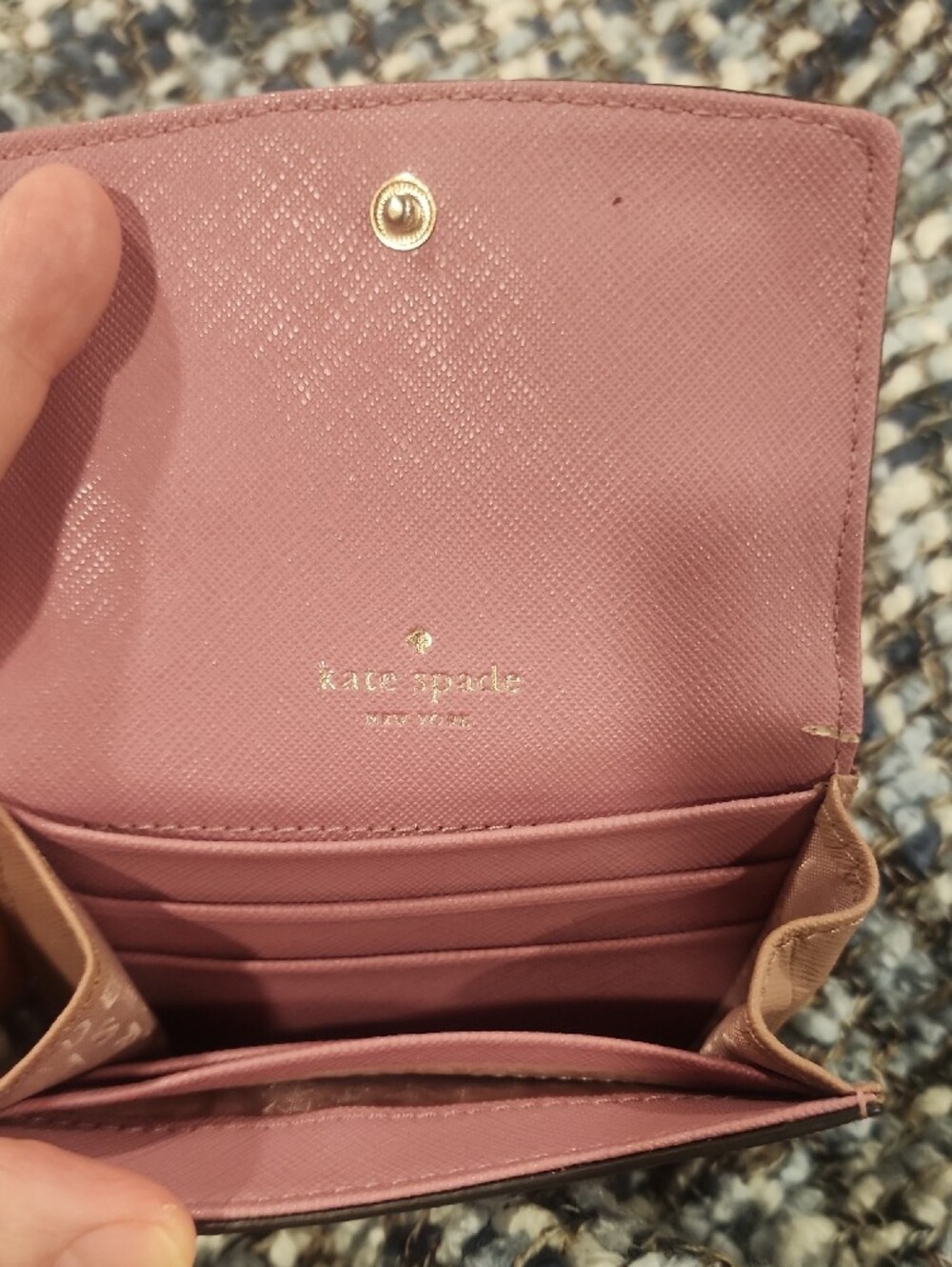 kate spade Pink Leather Compact Flap Wallet with Gold Plate -Mauve Color - Picture 4 of 5